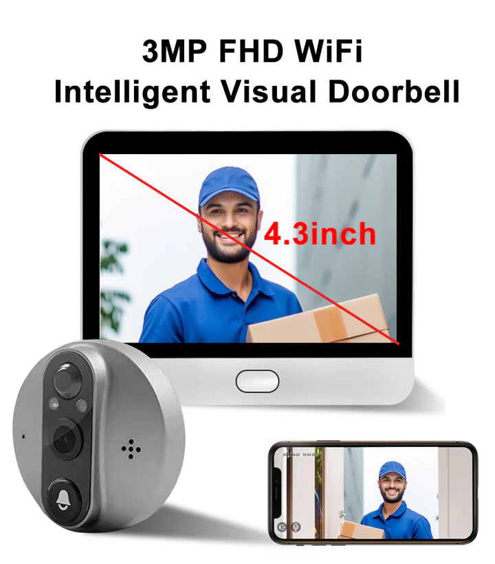 PD-20 Smart Video Doorbell, LCD Screen, Motion Sensor, Mobile Compatible