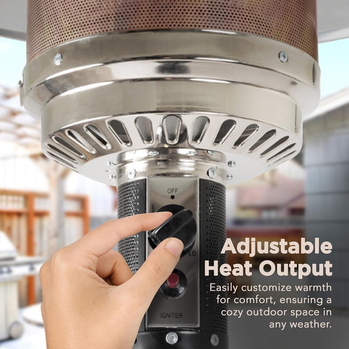 46000 BTU Commercial Outdoor Propane Patio Heater with Wheels, Havana Bronze Finish
