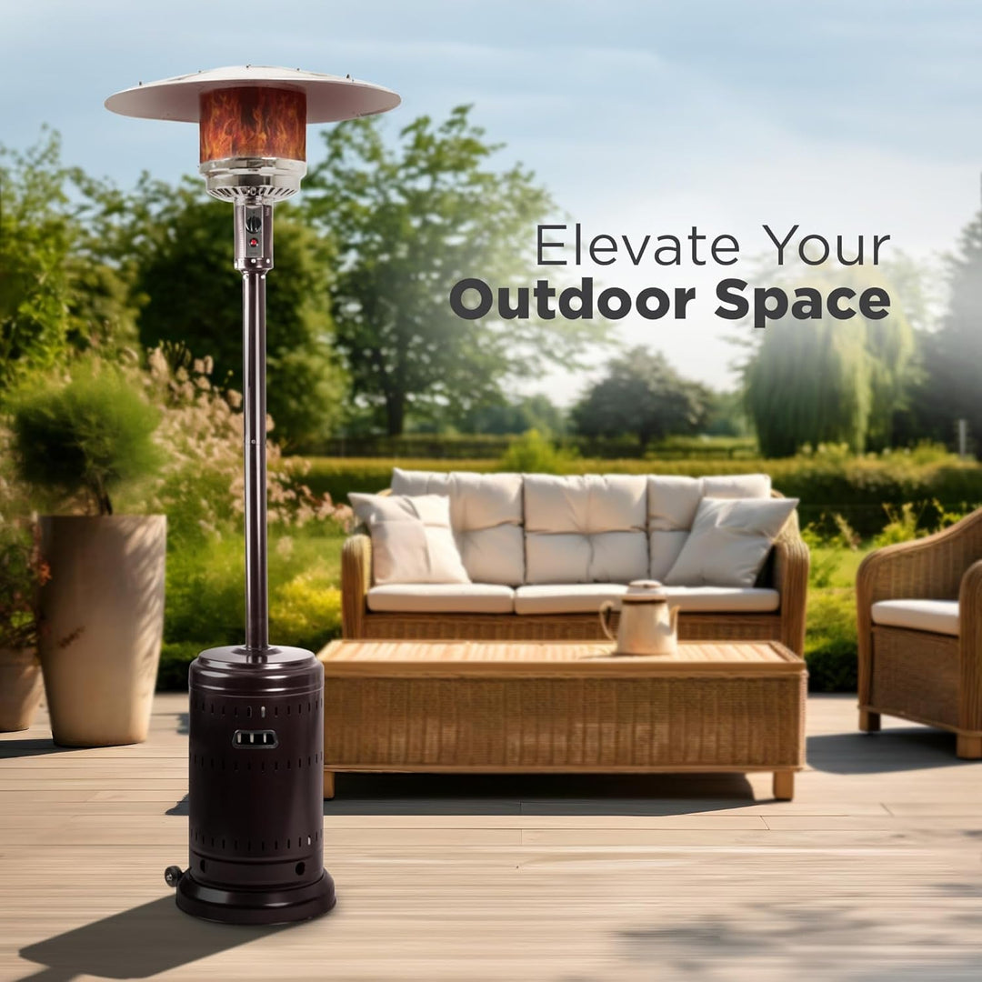 46000 BTU Commercial Outdoor Propane Patio Heater with Wheels, Havana Bronze Finish