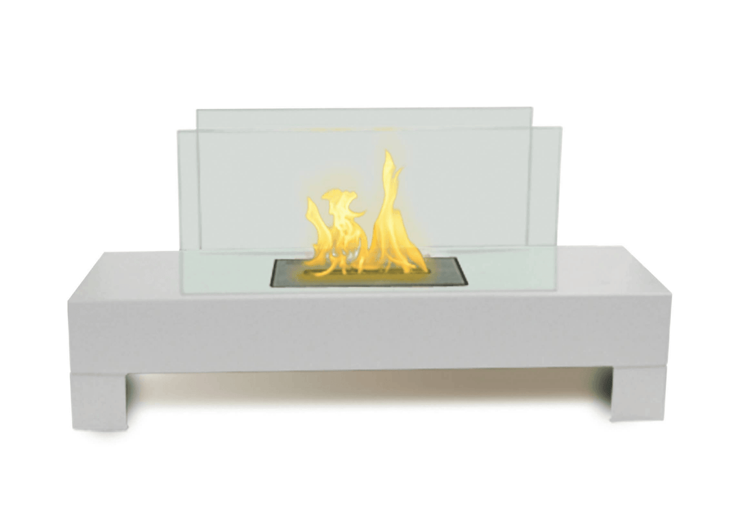 Gramercy Indoor/Outdoor Fireplace, White Finish, Compact Design - UFOHEATERS