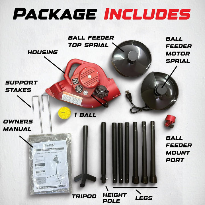 Heater Sports Adjustable Baseball Pitching Machine 7.45, Base Hit Lite - UFOHEATERS