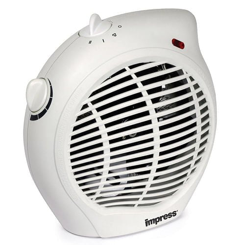 Impress Dual Setting Fan Heater, Adjustable Thermostat, Compact Design - UFOHEATERS