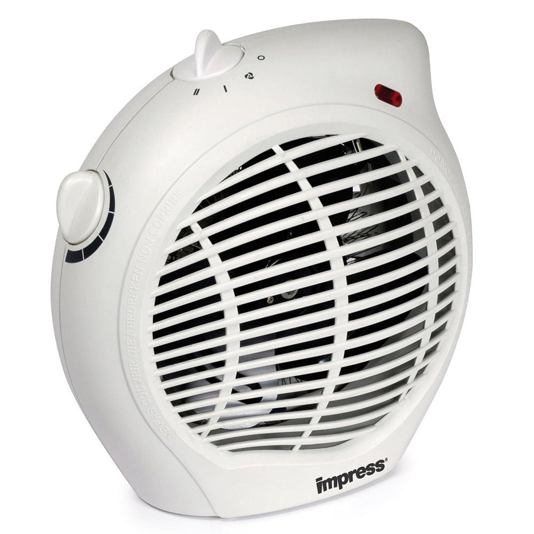 Impress Dual Setting Fan Heater, Adjustable Thermostat, Compact Design - UFOHEATERS