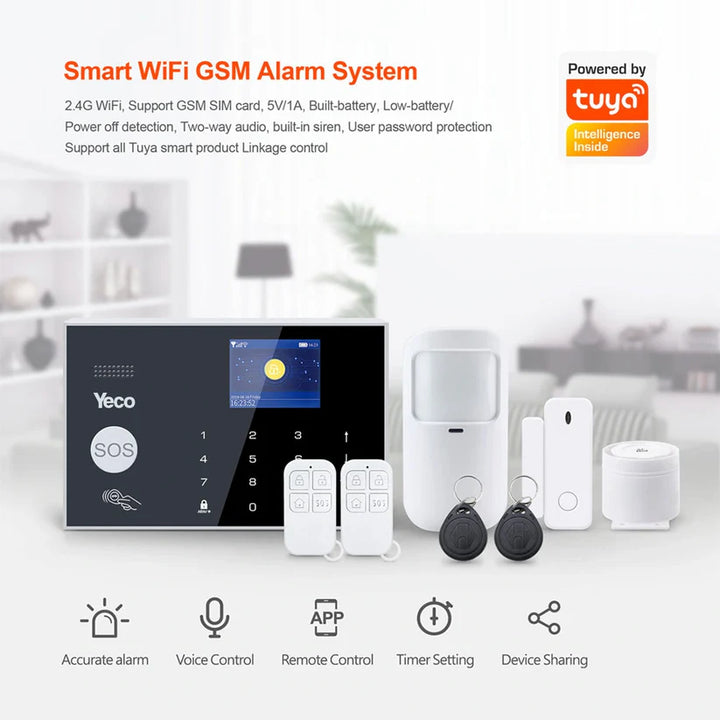 SAS-10 Smart Alarm Security System, WiFi & 4G GSM, Motion + Door/Window Sensor
