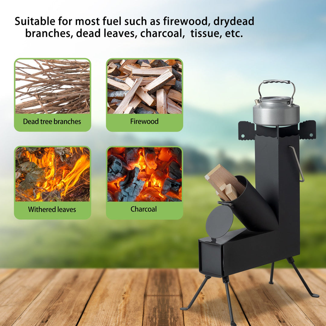 Outdoor Rocket Stove, Portable Fast - Heating Camping Heater & Cooker - UFOHEATERS