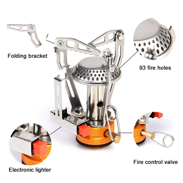 Camping One-Piece Gas Stove Heater Burner, Foldable Outdoor Design