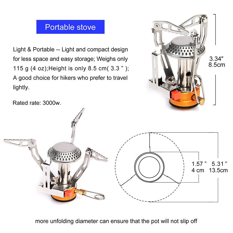 Camping One-Piece Gas Stove Heater Burner, Foldable Outdoor Design