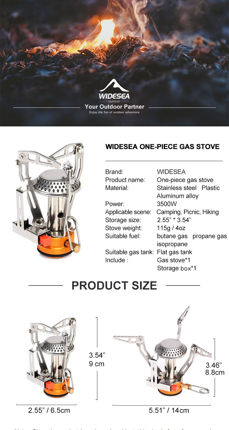 Camping One-Piece Gas Stove Heater Burner, Foldable Outdoor Design