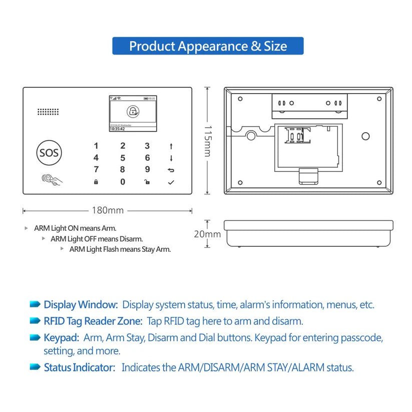 SAS - 10 Smart Alarm Security System, WiFi & 4G GSM, Motion + Door/Window Sensor - UFOHEATERS