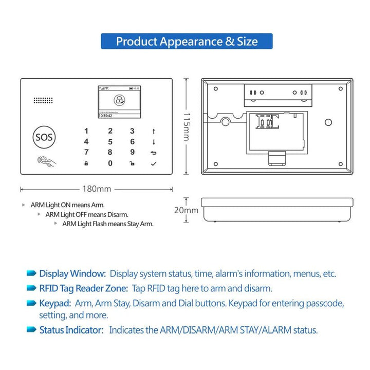 SAS - 10 Smart Alarm Security System, WiFi & 4G GSM, Motion + Door/Window Sensor - UFOHEATERS