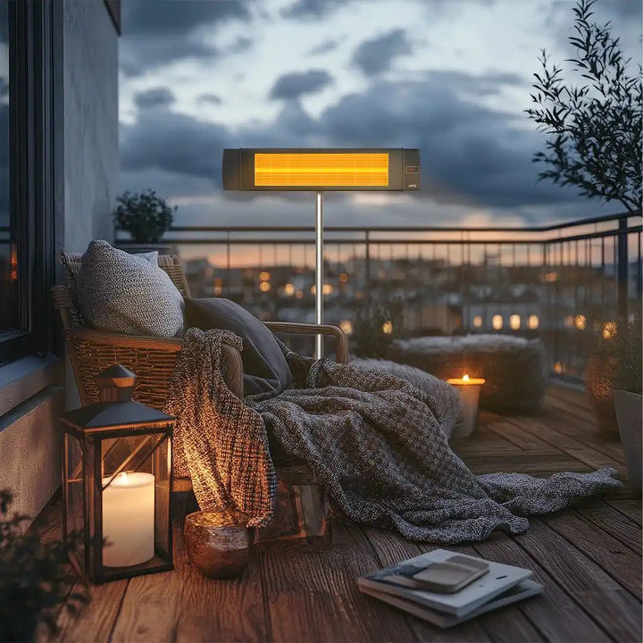 UFO HVR - 15, Stand Mounted Patio Heater with Remote, Horizontal and Vertical Use - UFOHEATERS