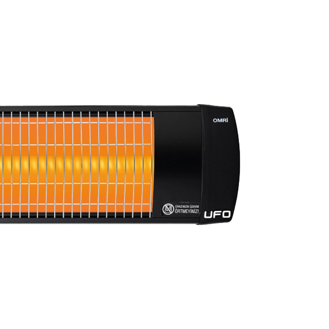 UFO Omri 12, Stufa Elettrica da 1200 Watt con Termostato, Utilizzo Orizzontale e Verticale, Nero