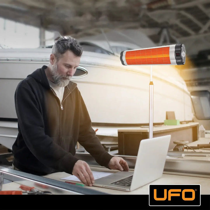 UFO UK - 15 Heater with Telescopic Stand, Adjustable Stand, Remote Control - UFOHEATERS
