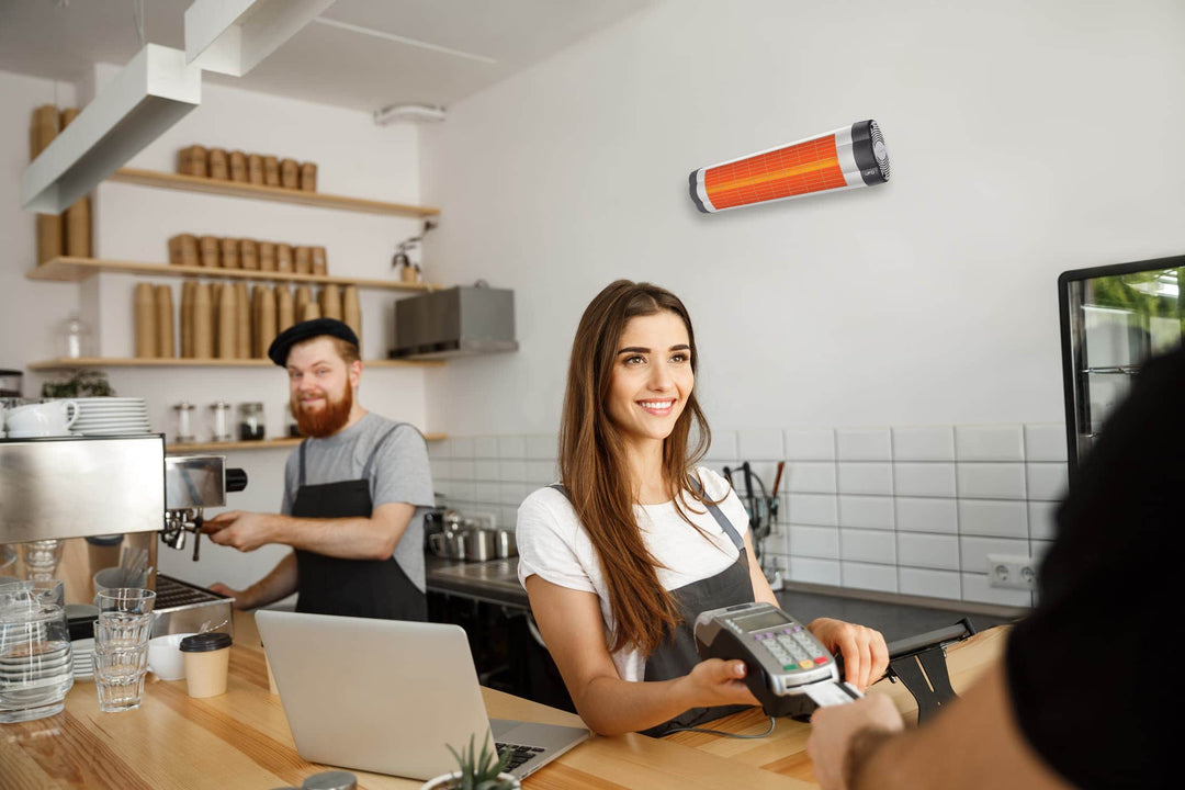 UFO Star 24, 2400-Watt-Infrarotheizung mit Thermostat für den Innen- und Außenbereich, Silber